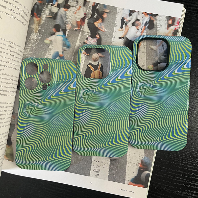 Gradient Curve Phone Case For iPhone Green-JBX251441