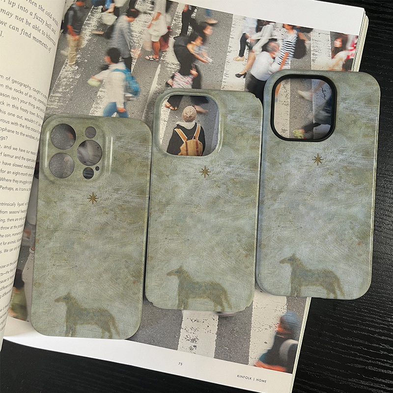 Retro Oil Painting Phone Case For iPhone Green-FGY250429