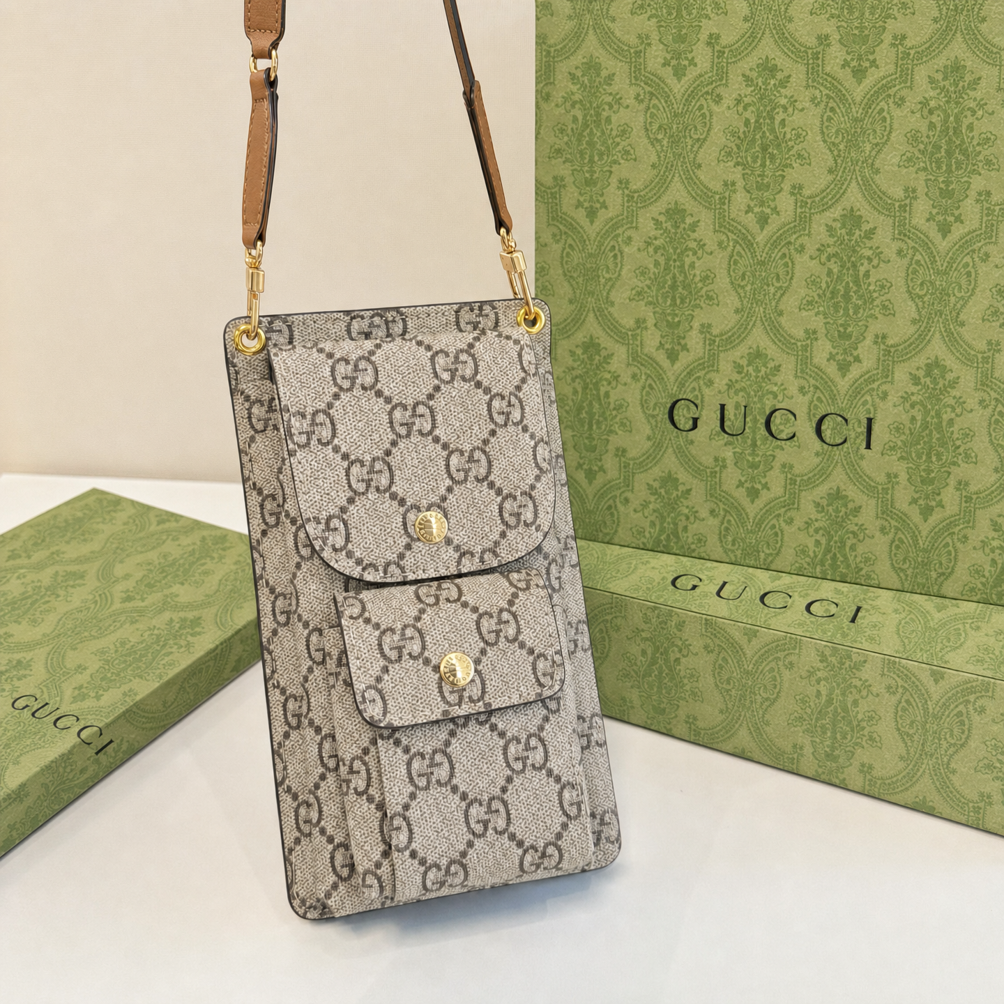 Luxury Leather GG Crossbody Phone Bag-GEGG229