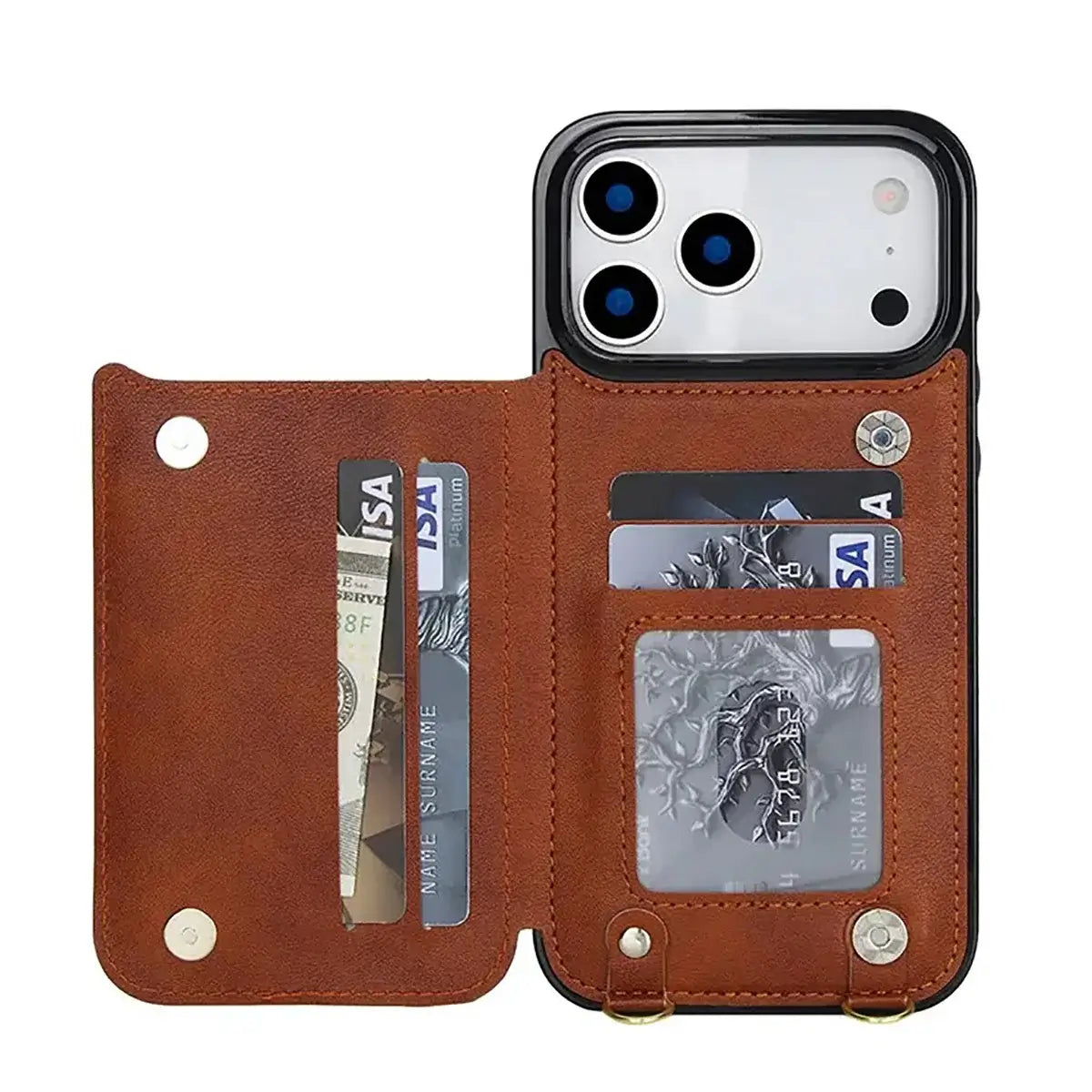 Leather   iPhone Case With Wallet And Crossbody Strap-GE175