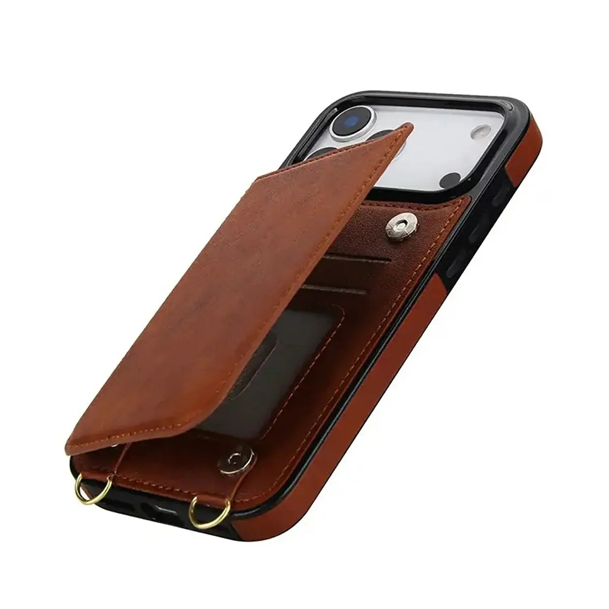 Leather   iPhone Case With Wallet And Crossbody Strap-GE175