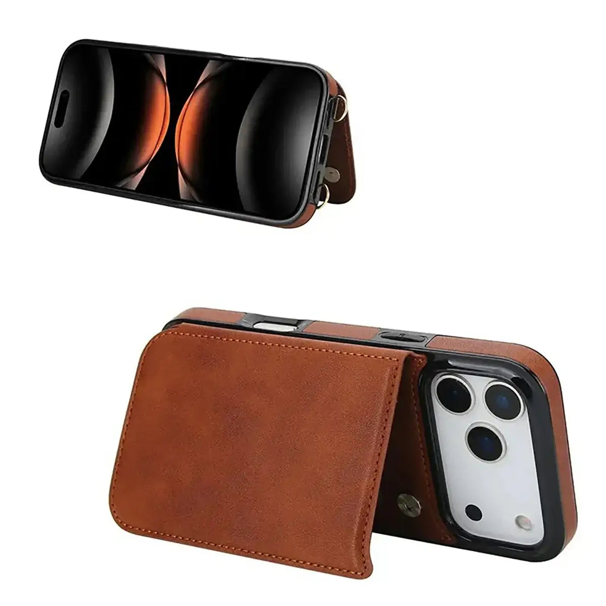 Leather   iPhone Case With Wallet And Crossbody Strap-GE175