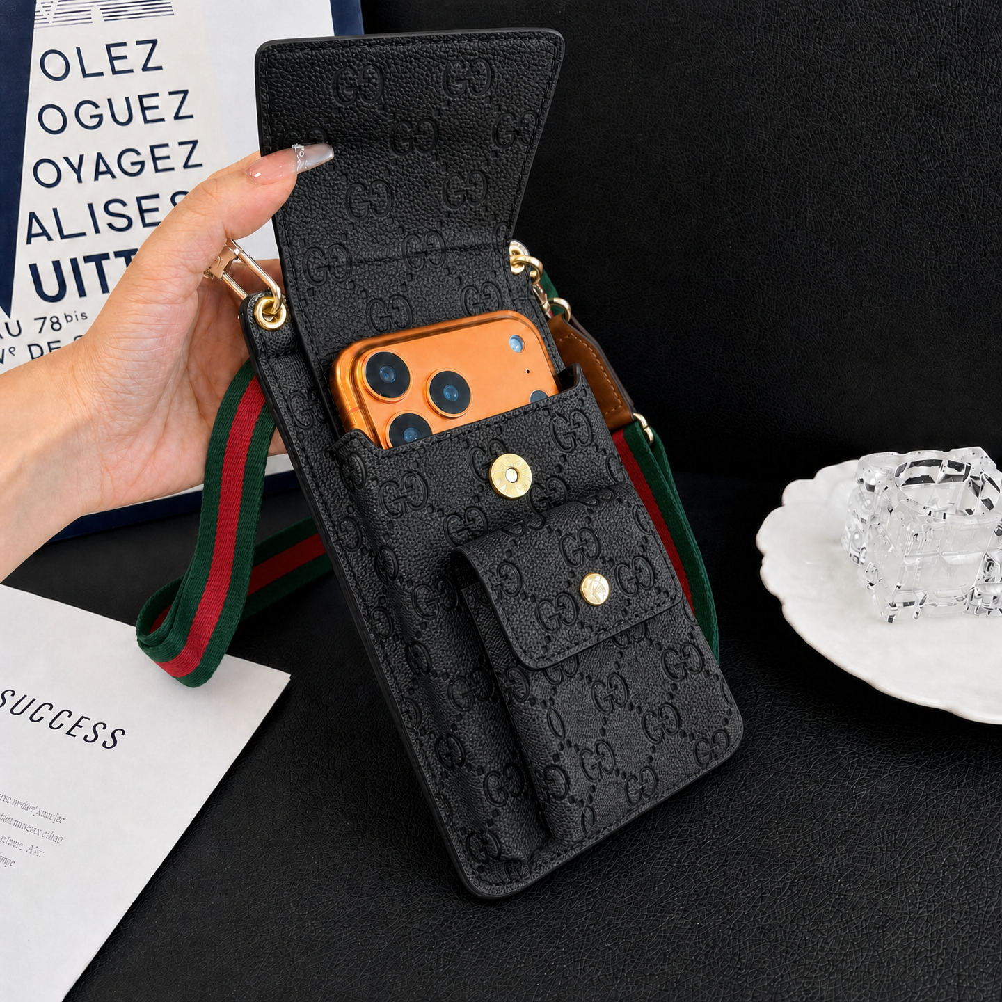Premium Leather GG Crossbody Phone Bag-GEGG220