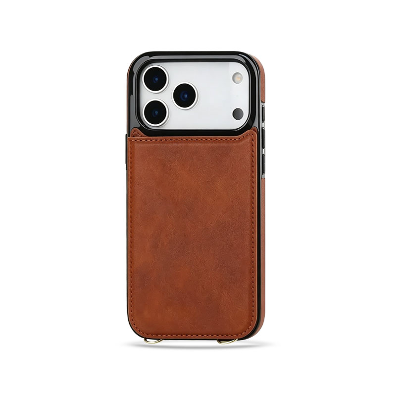 Leather   iPhone Case With Wallet And Crossbody Strap-GE175