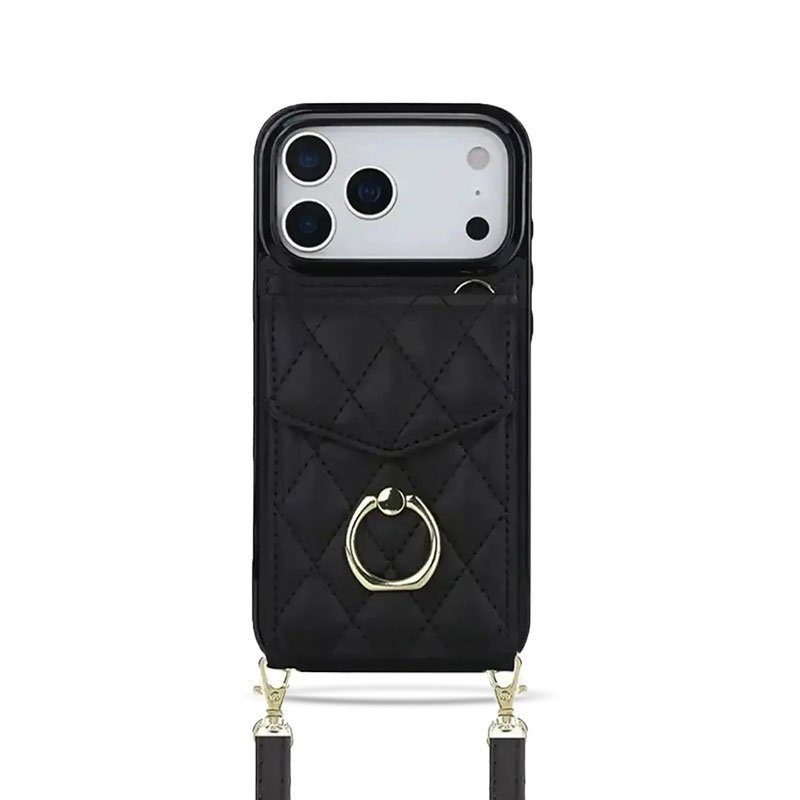 High-quality Leather  iPhone Case With Wallet And Crossbody Strap -GE176