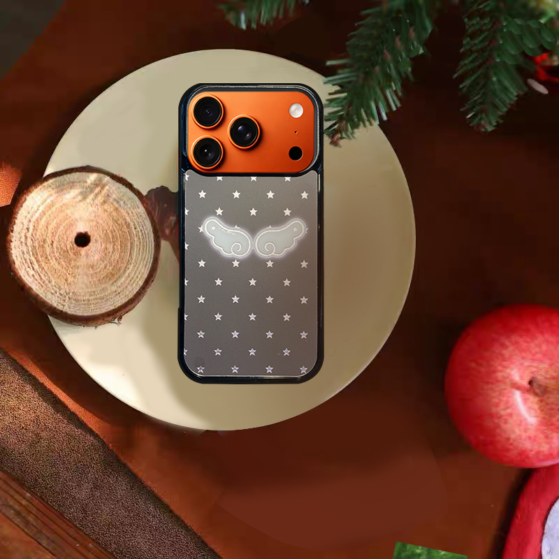 Wings & Stars Pattern  Phone Case Compatible With Magsafe for iPhone 17/16/15/14/13 Series Grey– CF2500050