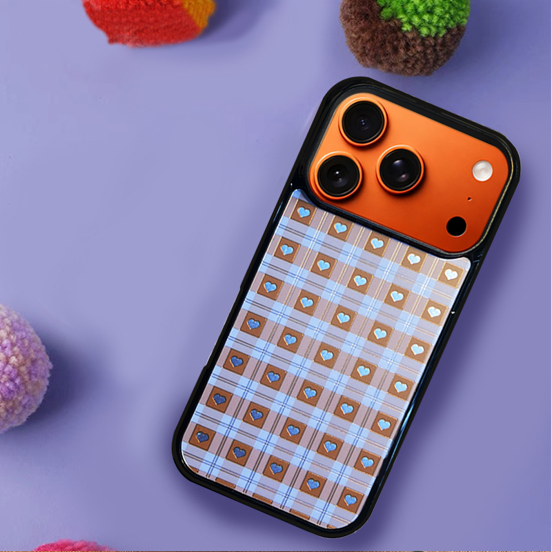 Heart Checkered  Phone Case Compatible With Magsafe for iPhone 17/16/15/14/13 Series Purple – CF2500057