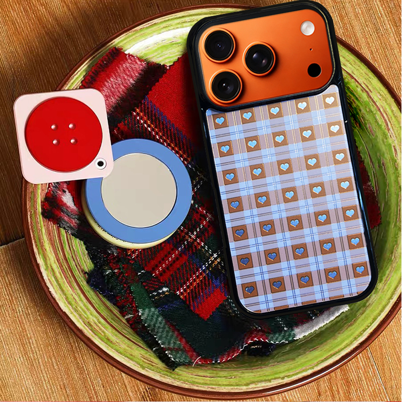 Heart Checkered  Phone Case Compatible With Magsafe for iPhone 17/16/15/14/13 Series Purple – CF2500057