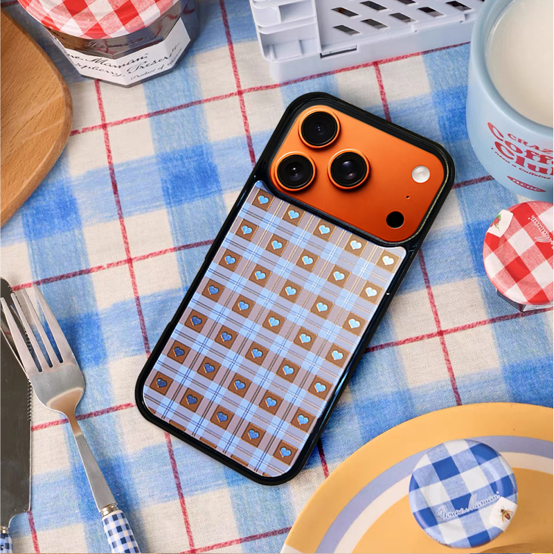 Heart Checkered  Phone Case Compatible With Magsafe for iPhone 17/16/15/14/13 Series Purple – CF2500057