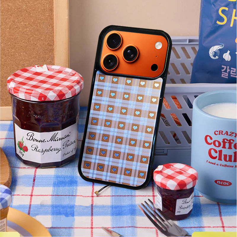 Heart Checkered  Phone Case Compatible With Magsafe for iPhone 17/16/15/14/13 Series Purple – CF2500057