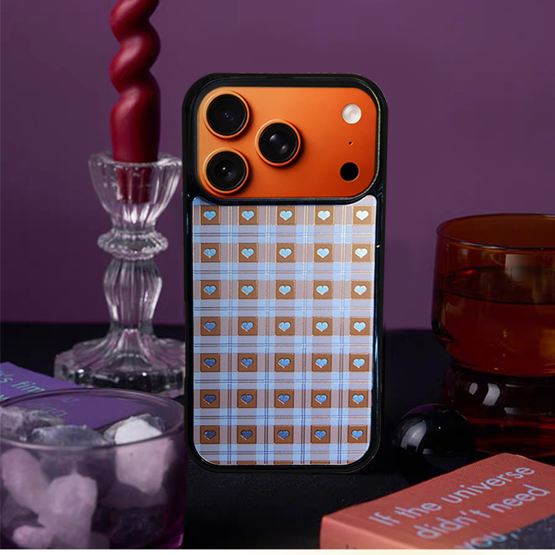 Heart Checkered  Phone Case Compatible With Magsafe for iPhone 17/16/15/14/13 Series Purple – CF2500057