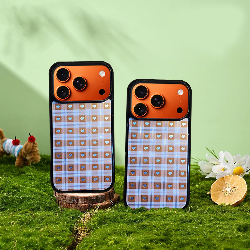 Heart Checkered  Phone Case Compatible With Magsafe for iPhone 17/16/15/14/13 Series Purple – CF2500057