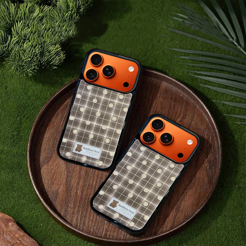 Checkered  Dotted MagSafe-Compatible Phone Case for iPhone 17/16/15/14/13 Series Gray – CF250007