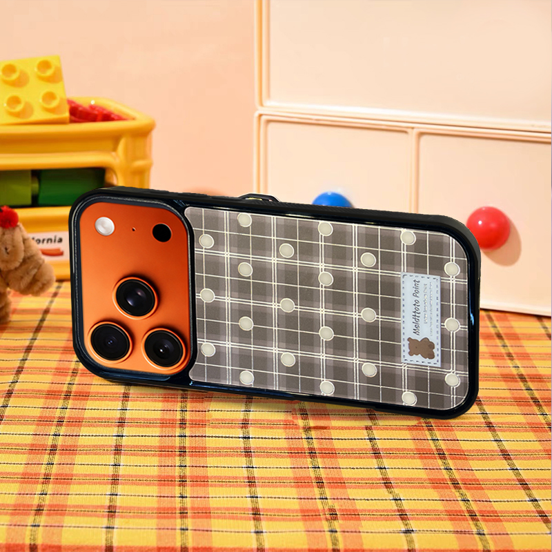 Checkered  Dotted MagSafe-Compatible Phone Case for iPhone 17/16/15/14/13 Series Gray – CF250007