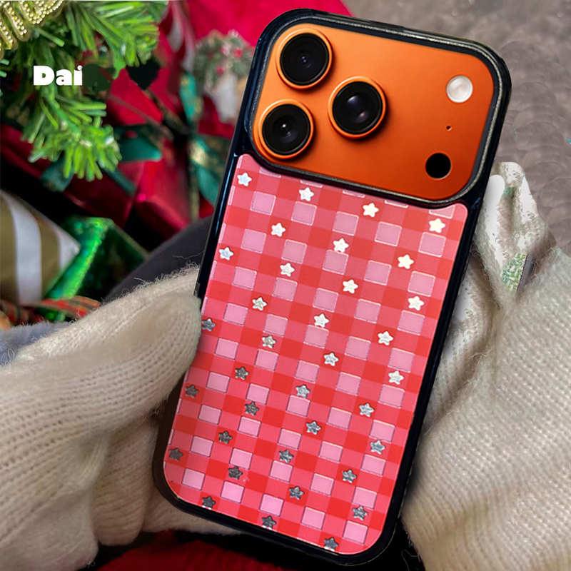 Checkered Star MagSafe-Compatible Phone Case for iPhone 17/16/15/14/13 Series Red – CF250004