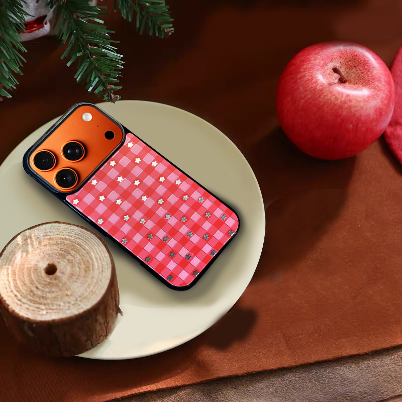 Checkered Star MagSafe-Compatible Phone Case for iPhone 17/16/15/14/13 Series Red – CF250004