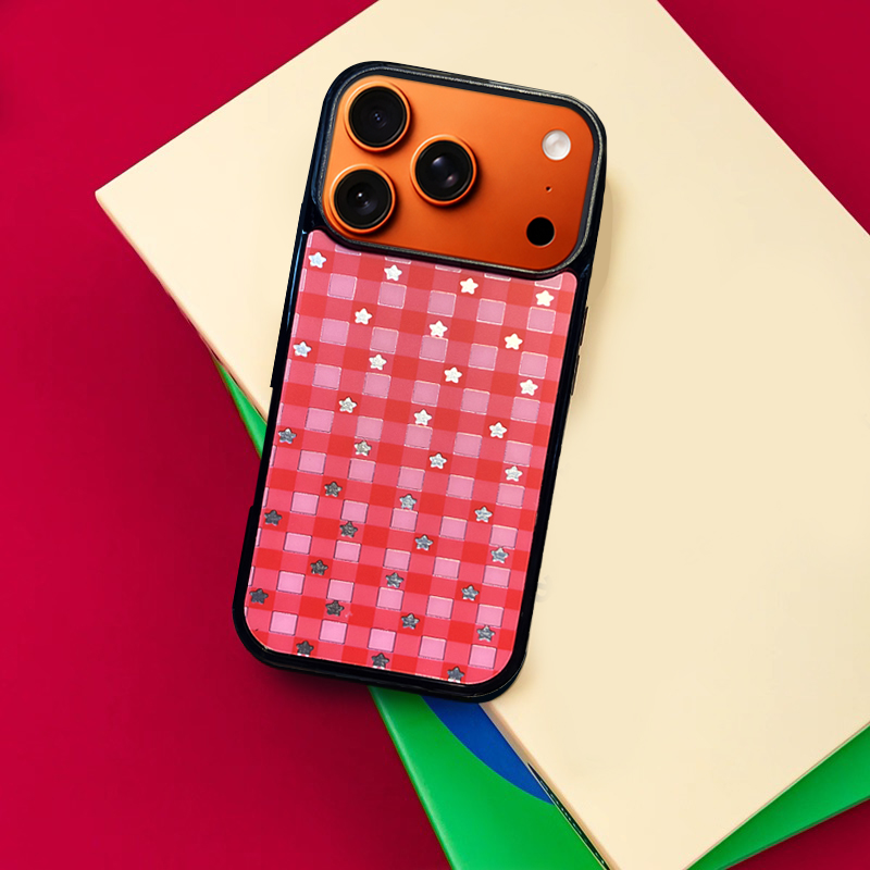 Checkered Star MagSafe-Compatible Phone Case for iPhone 17/16/15/14/13 Series Red – CF250004