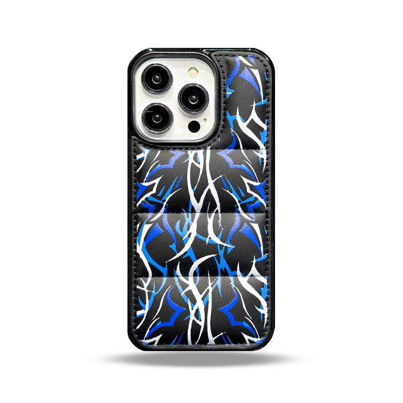 Thorny Diagram Puffer Phone Case For iPhone Blue-JJT251805