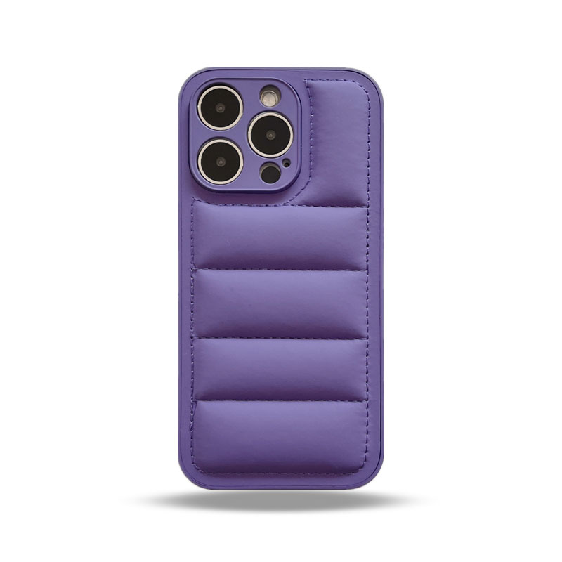 Leather Puffer Phone Case For iPhone Purple-YHK251709