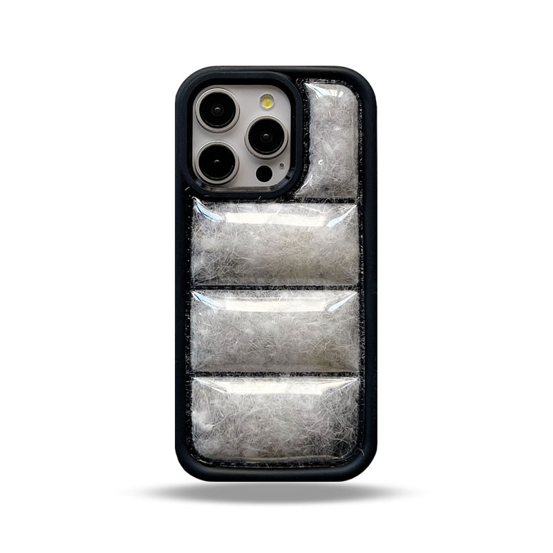 Stuffed Down Puffer Phone Case For iPhone Black-TCK251605