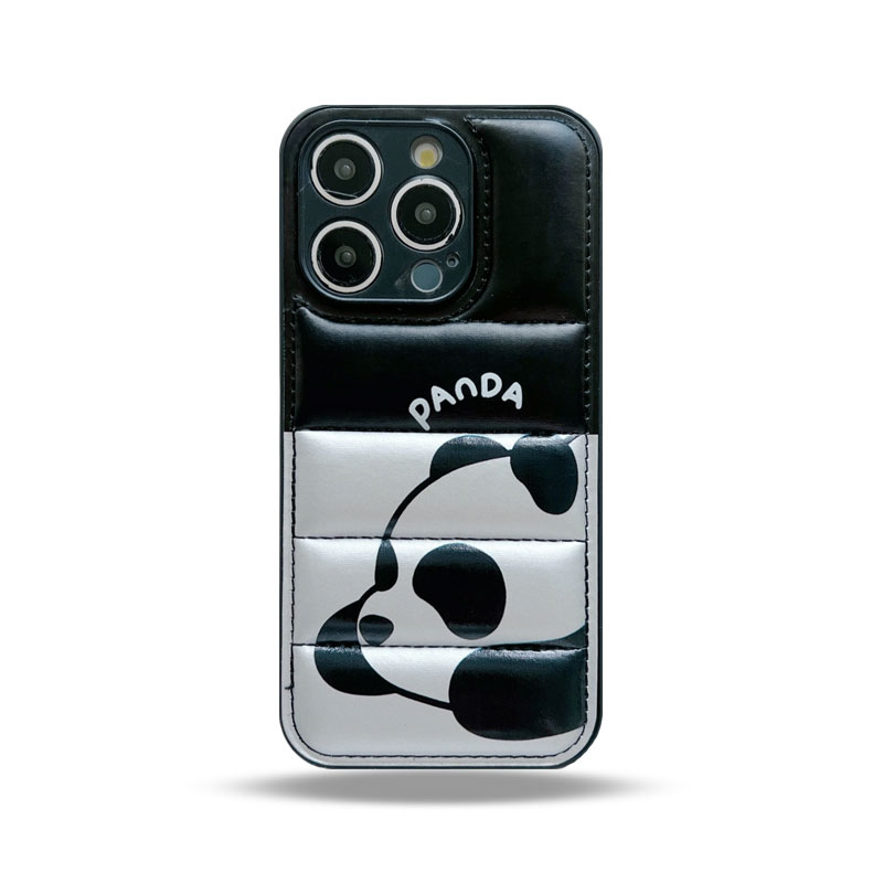 Panda Puffer Phone Case For iPhone Black-XMK251459