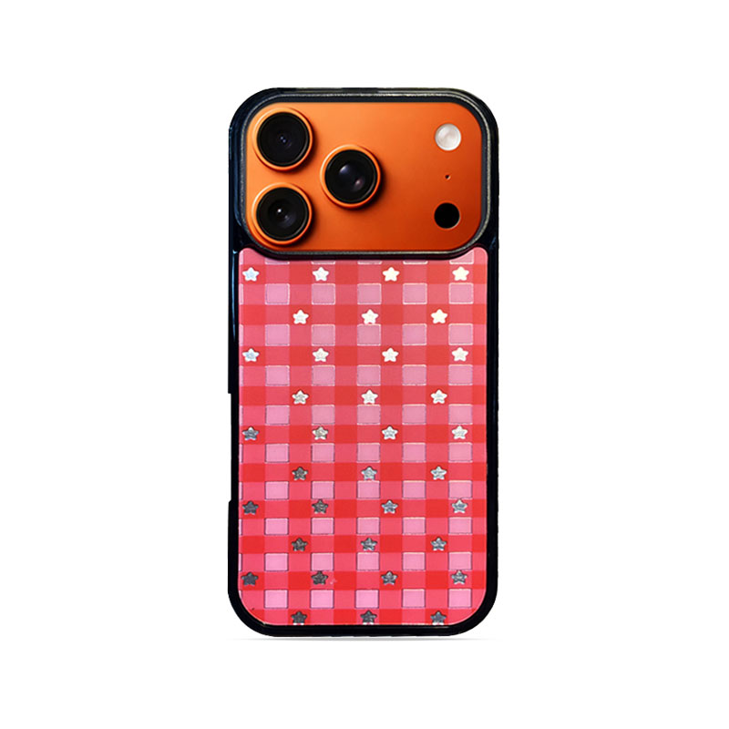 Checkered Star MagSafe-Compatible Phone Case for iPhone 17/16/15/14/13 Series Red – CF250004