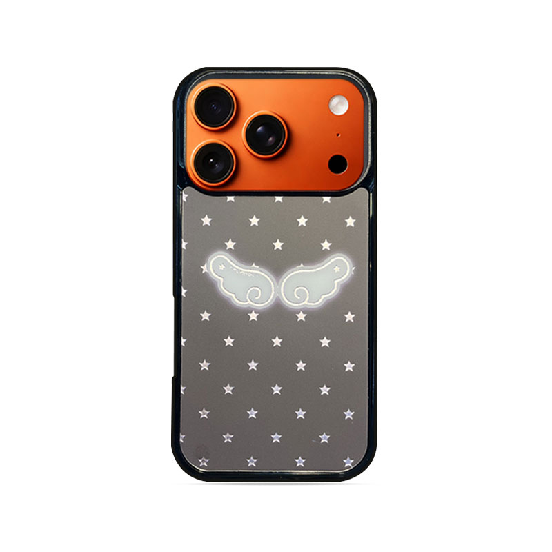 Wings & Stars Pattern  Phone Case Compatible With Magsafe for iPhone 17/16/15/14/13 Series Grey– CF2500050