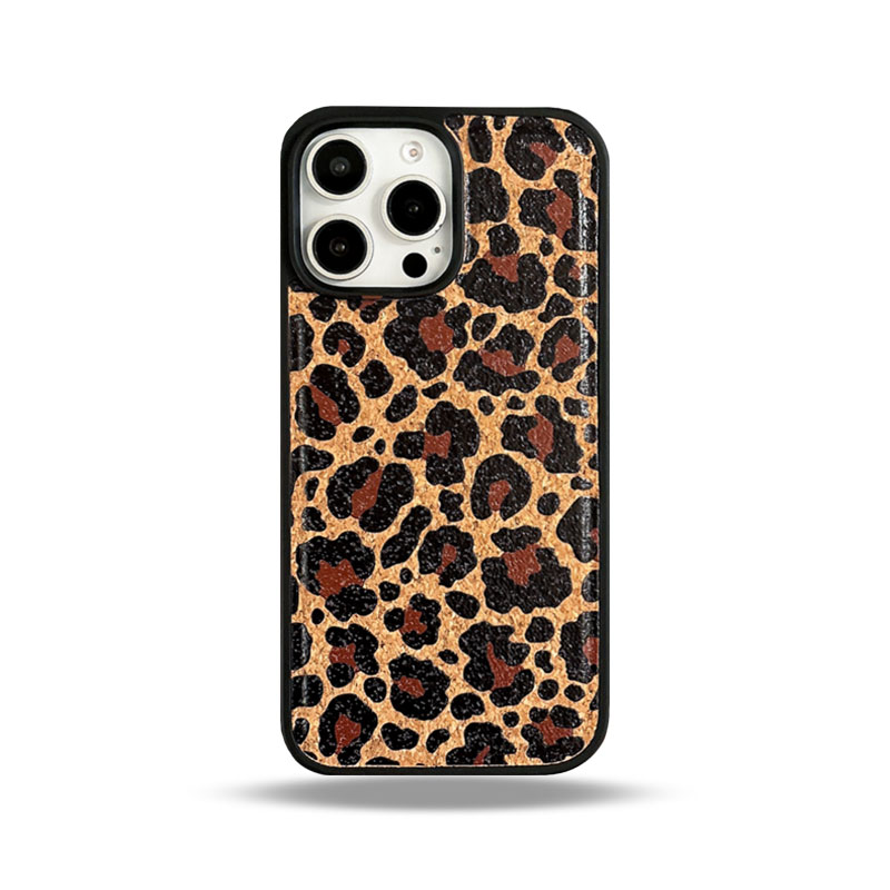 Wooden Magnetic Leopard Print Phone Case For iPhone (Compatible with Magsafe）-BWK241839