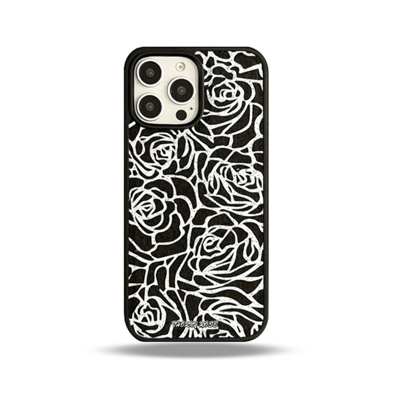 Magnetic Rose Print Phone Case For iPhone Black (Compatible with Magsafe）-MGH241207