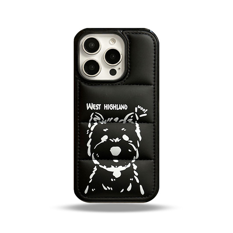 West Highland Terrier Puffer Phone Case For iPhone Black-XGD241705