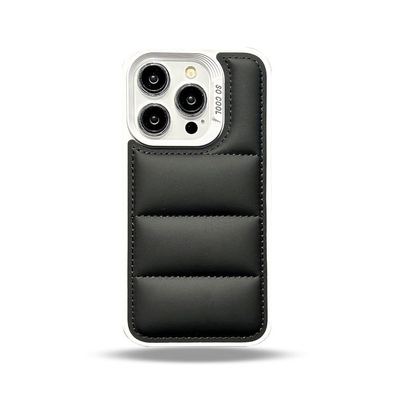 Leather Puffer Phone Case For iPhone White-ZYR250304