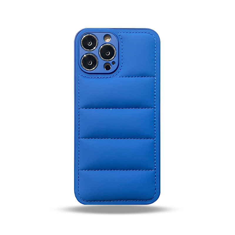 Leather Puffer Phone Case For iPhone Blue-YHK251709