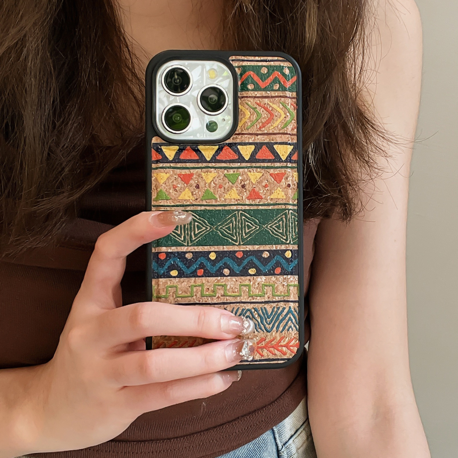 Magnetic Wooden Retro Print Phone Case For iPhone Blue (Compatible with Magsafe）-FGW241837