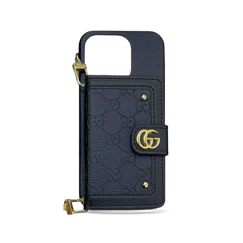 GG iPhone Case With Wallet And Strap Black -ZY241720-GTOCASE