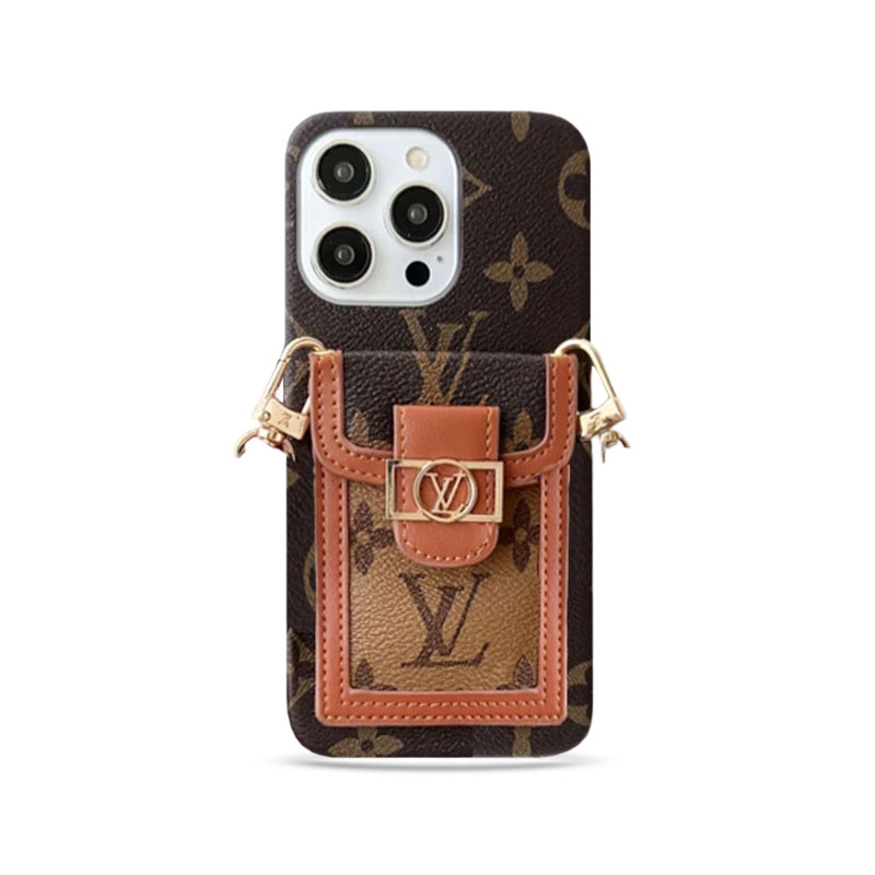 Monogram Dauphine iPhone Case With Card Holder And Strap Brown -LQK240329-GTOCASE