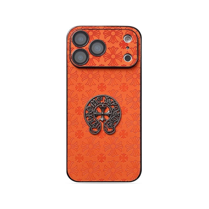 Leather CHS iPhone Case Orange For iPhone 17/16/15/14-VECHS011