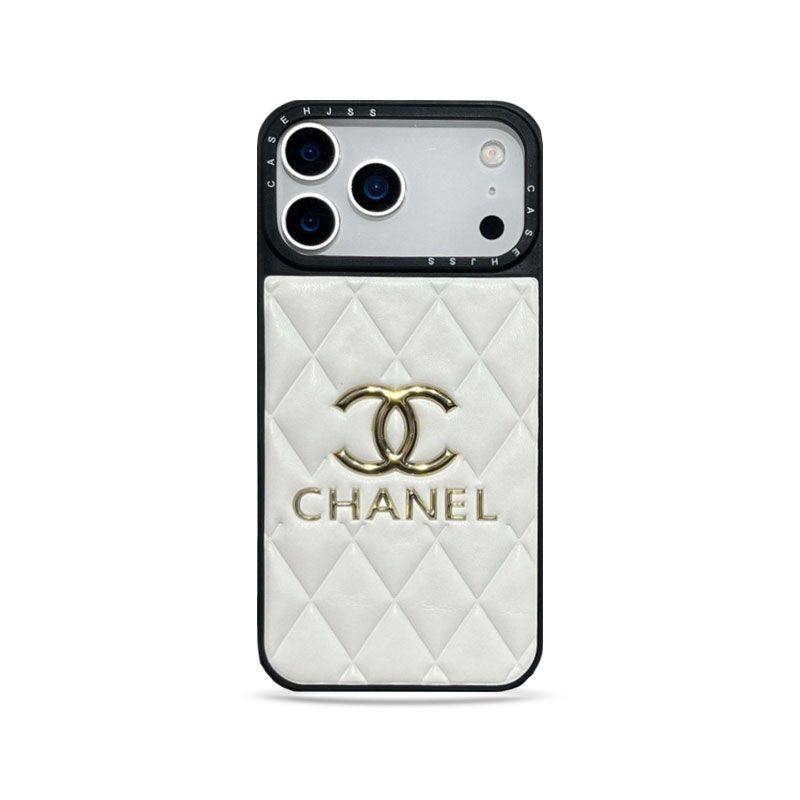 Luxury Leather CC iPhone Case For iPhone 17 Series White-YHK251746