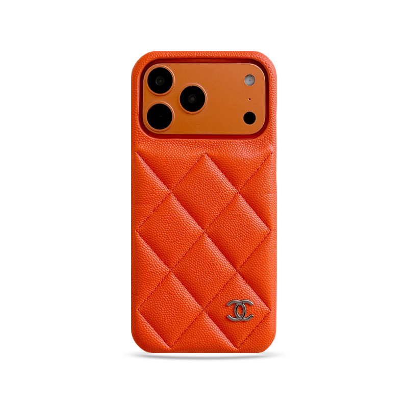 Elegant Leather CC iPhone Case Orange For iPhone 17 Series-GECC035
