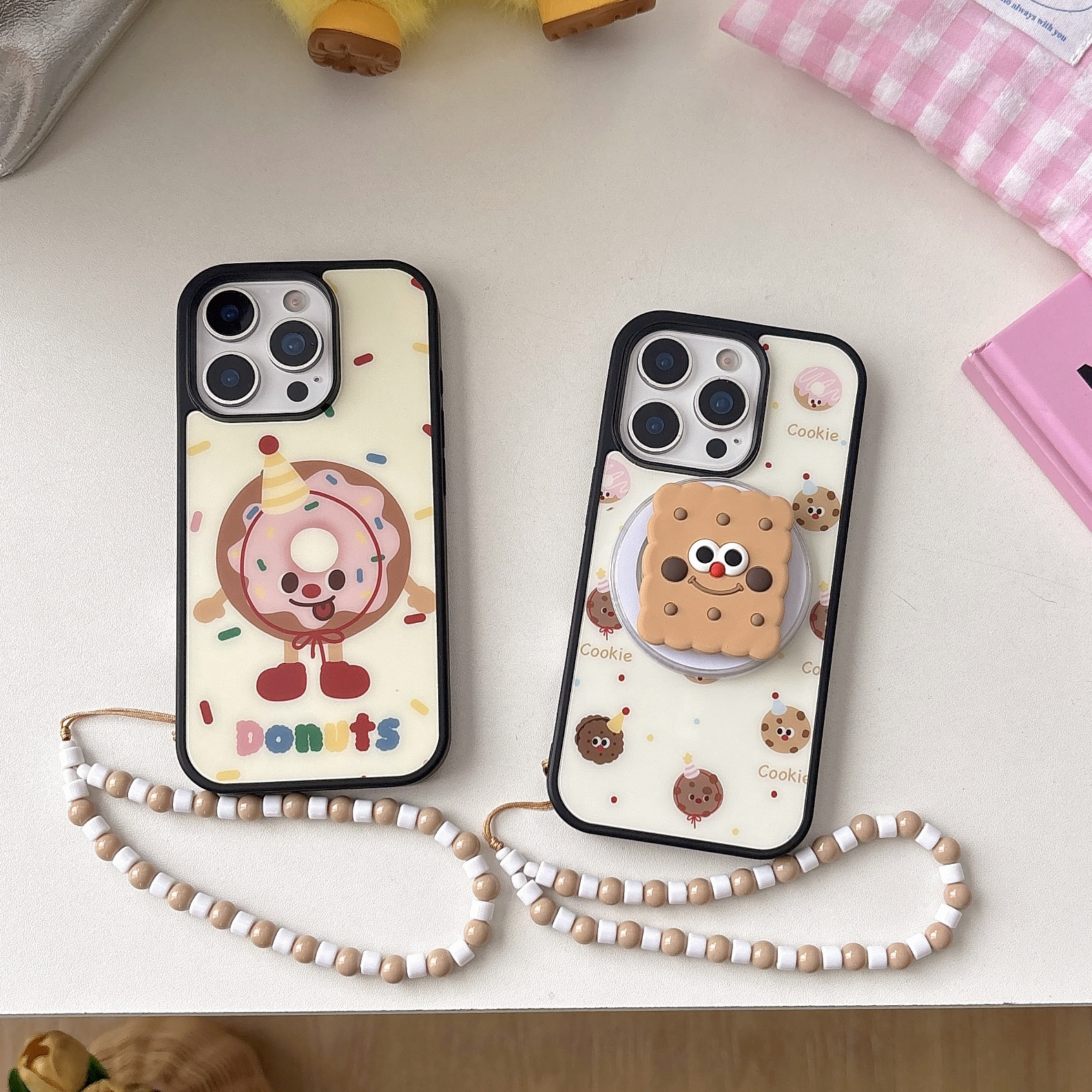 Cute Cartoon Cookie MagSafe-Compatible Phone Case with Holder and Strap for iPhone 17/16/15/14/13 Series – CF2500011