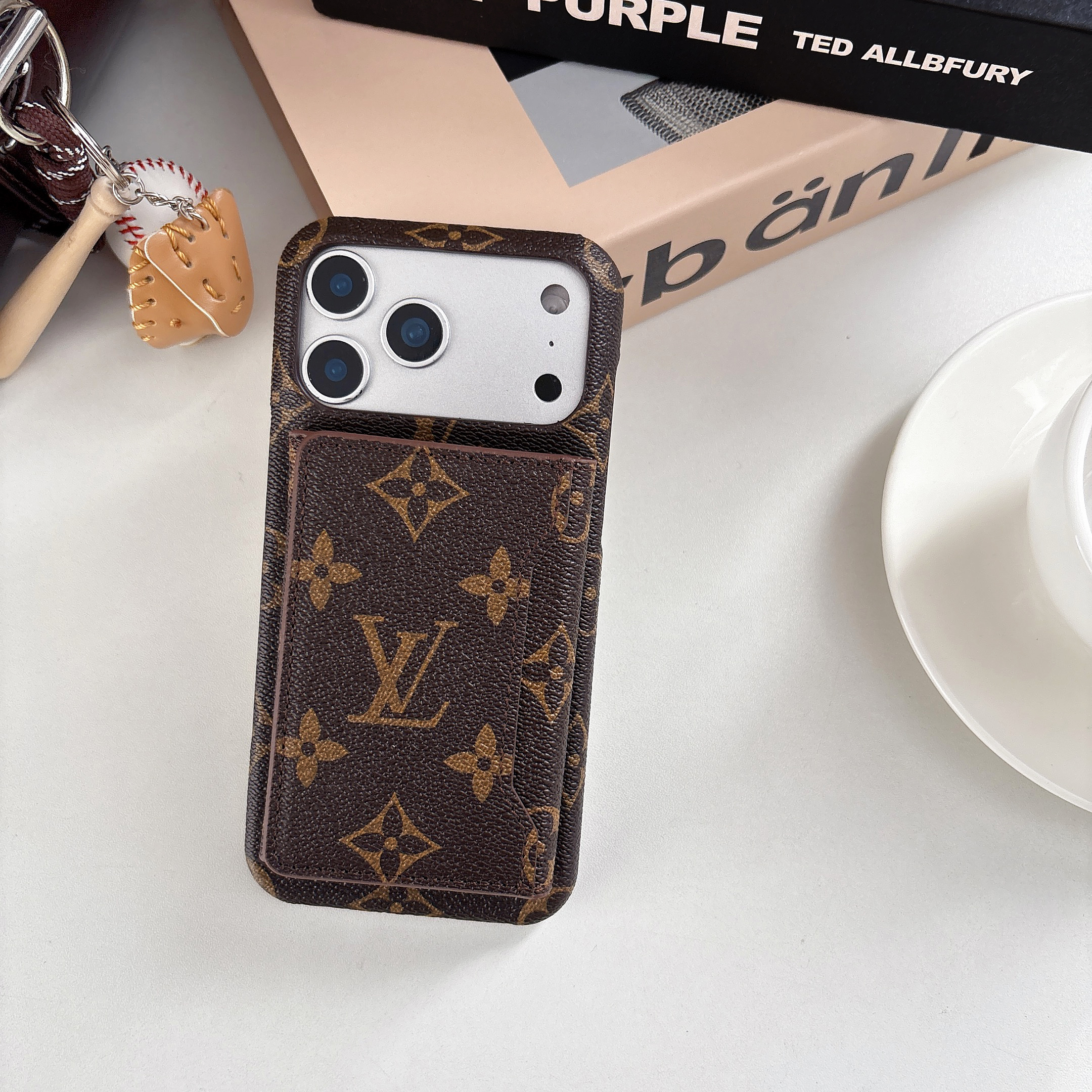 Leather Monogram iPhone Case With Wallet For iPhone 17 Series-GELV154