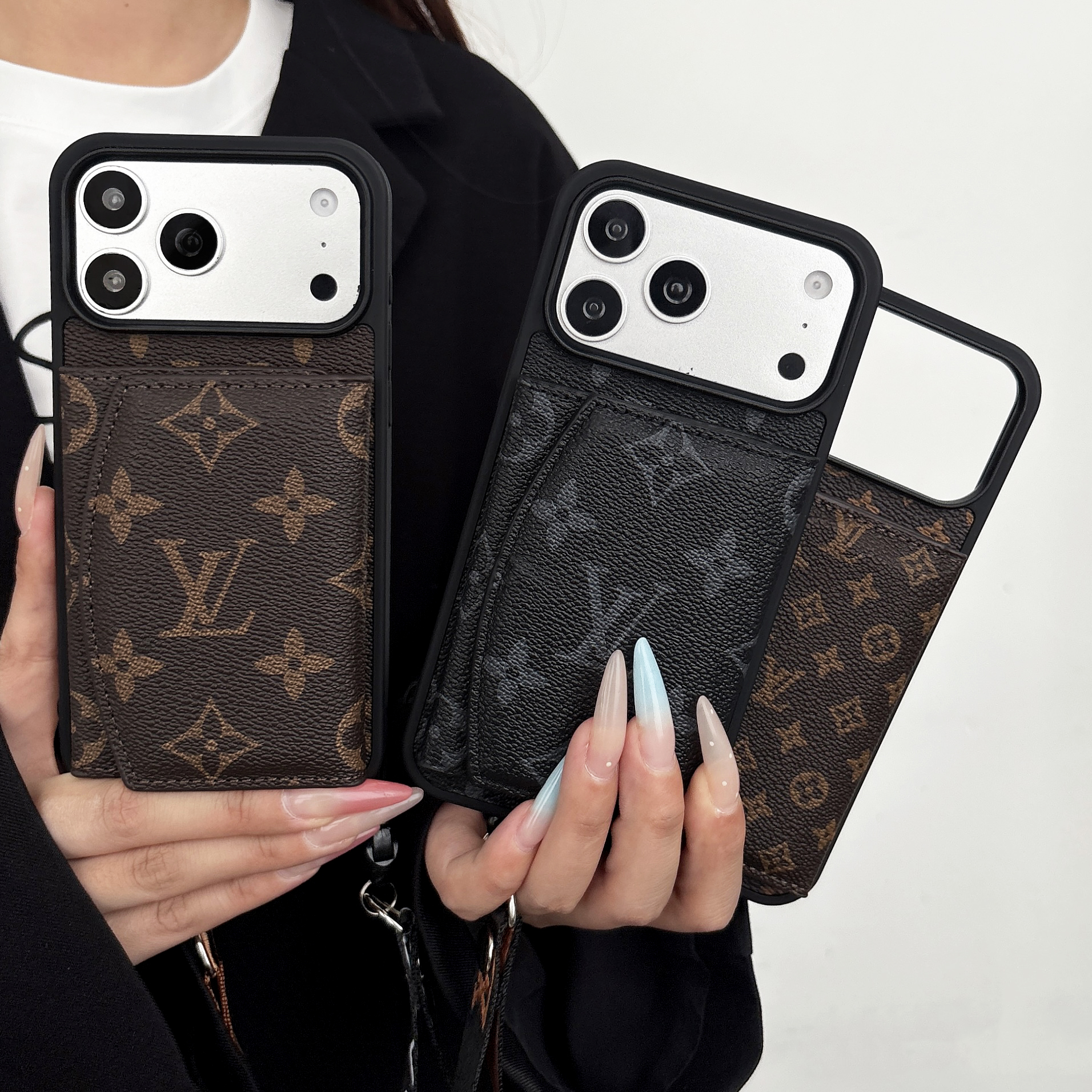 Luxury Monogram  iPhone Case With Wallet And Strap For iPhone 17 Series-GELV157
