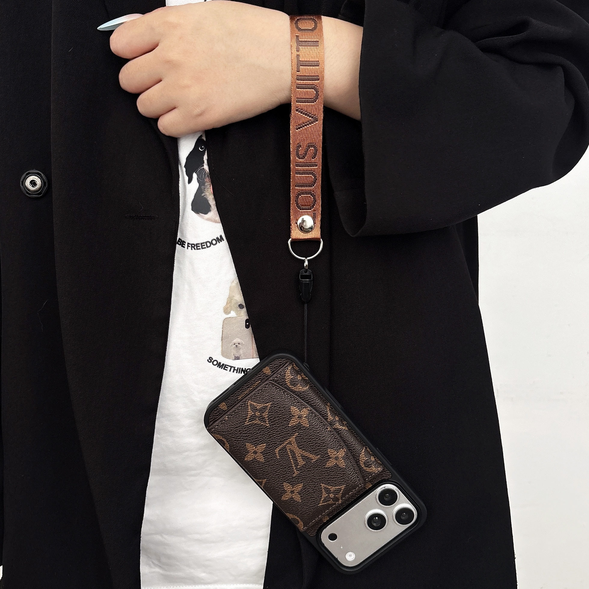Luxury Monogram  iPhone Case With Wallet And Strap For iPhone 17 Series-GELV157