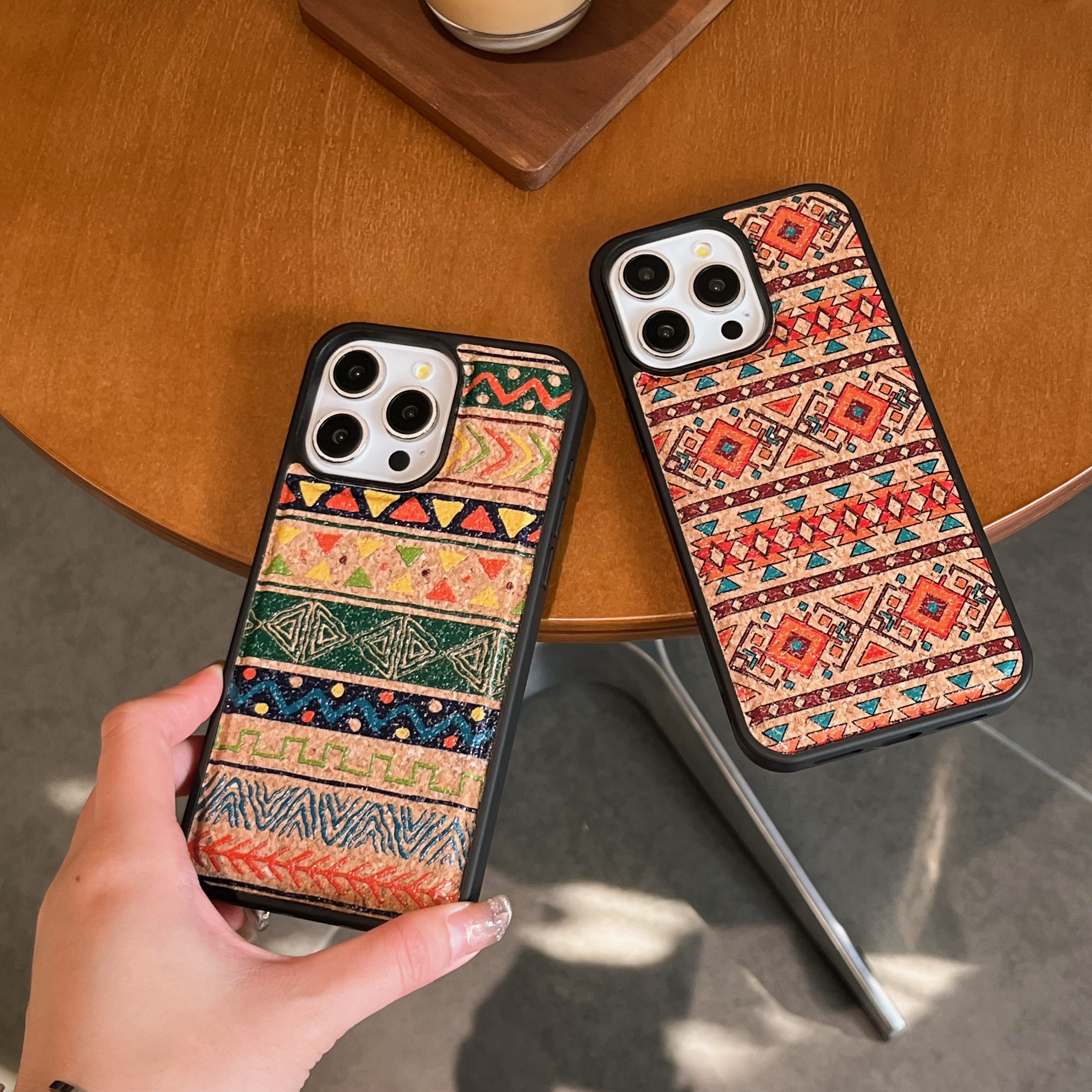 Magnetic Wooden Retro Print Phone Case For iPhone Blue (Compatible with Magsafe）-FGW241837