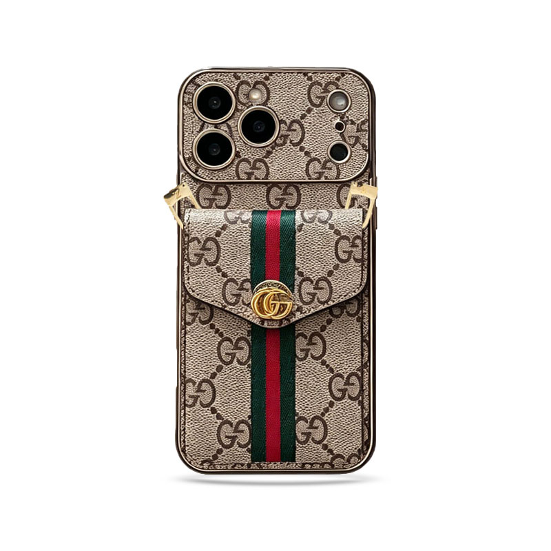 LV iPhone Case for iPhone 17 / 16 / 15 Pro Max – Flip Wallet Case with Strap