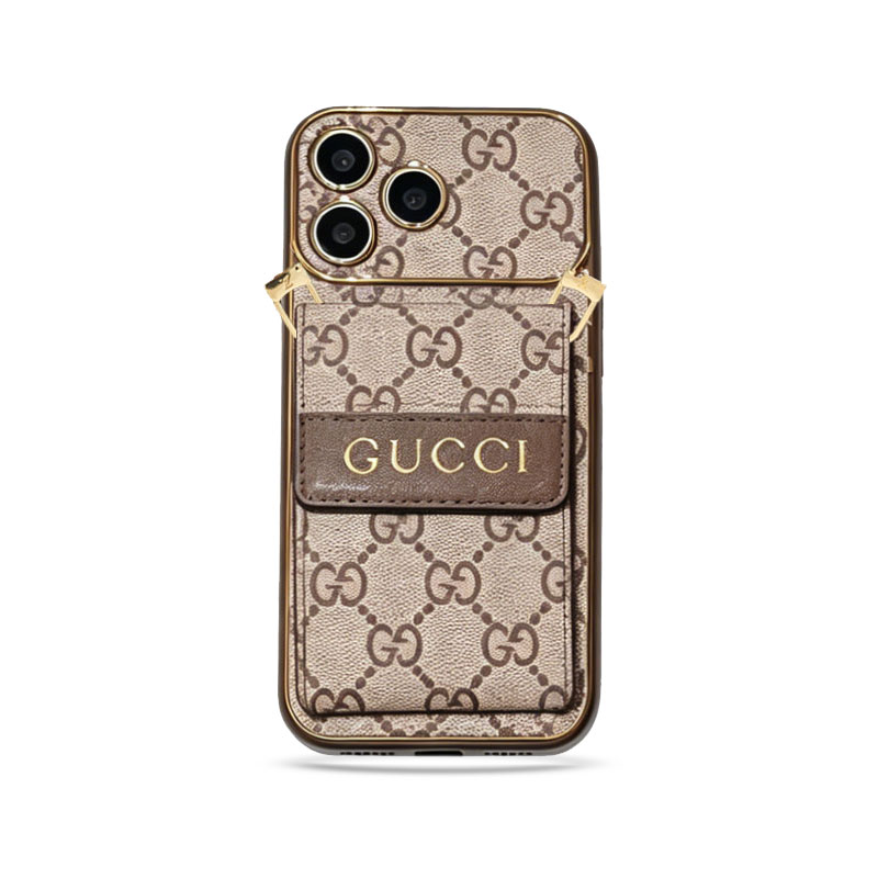 LV iPhone Case for iPhone 17 / 16 / 15 Pro Max – Flip Wallet Case with Strap