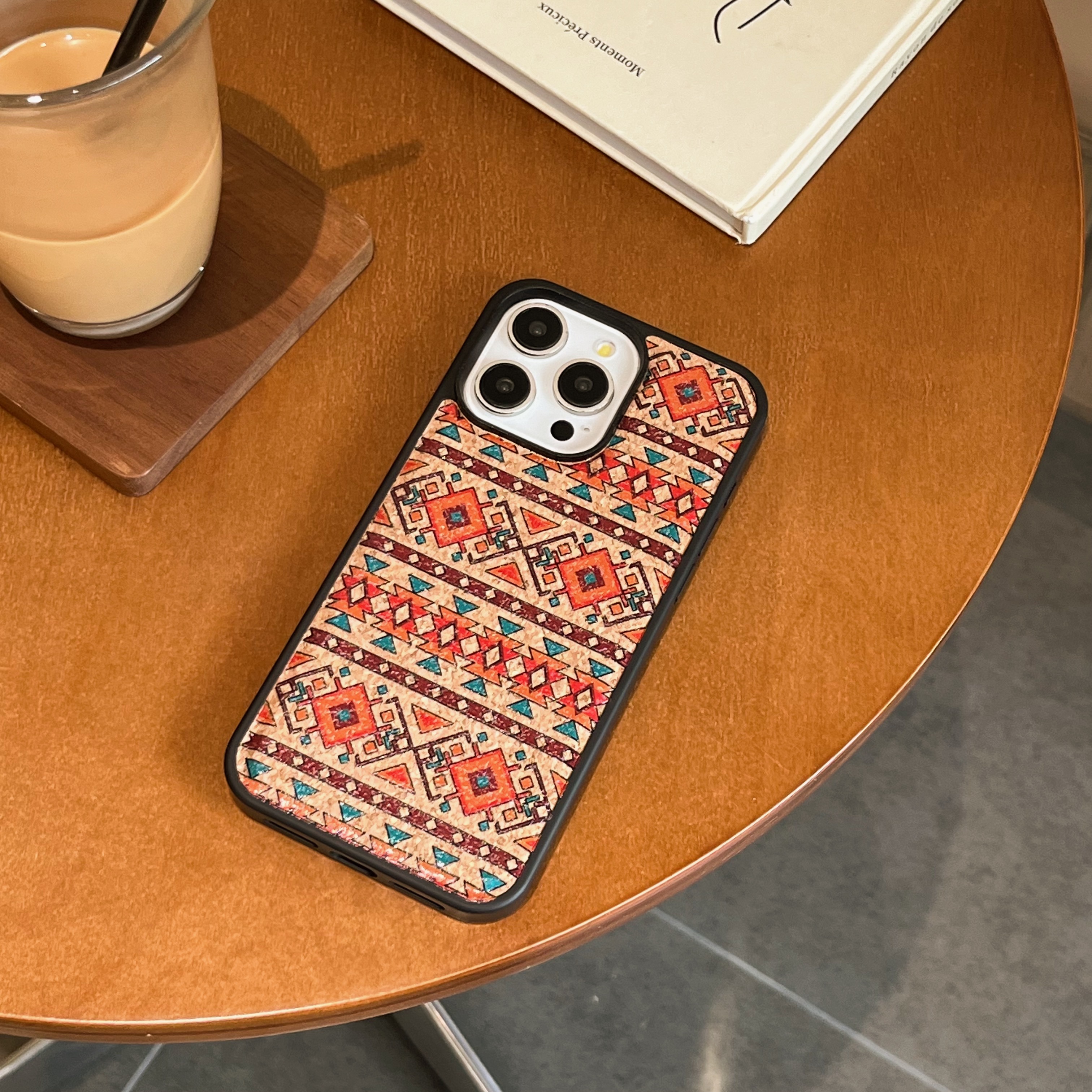 Magnetic Wooden Retro Print Phone Case For iPhone Red (Compatible with Magsafe）-FGW241837