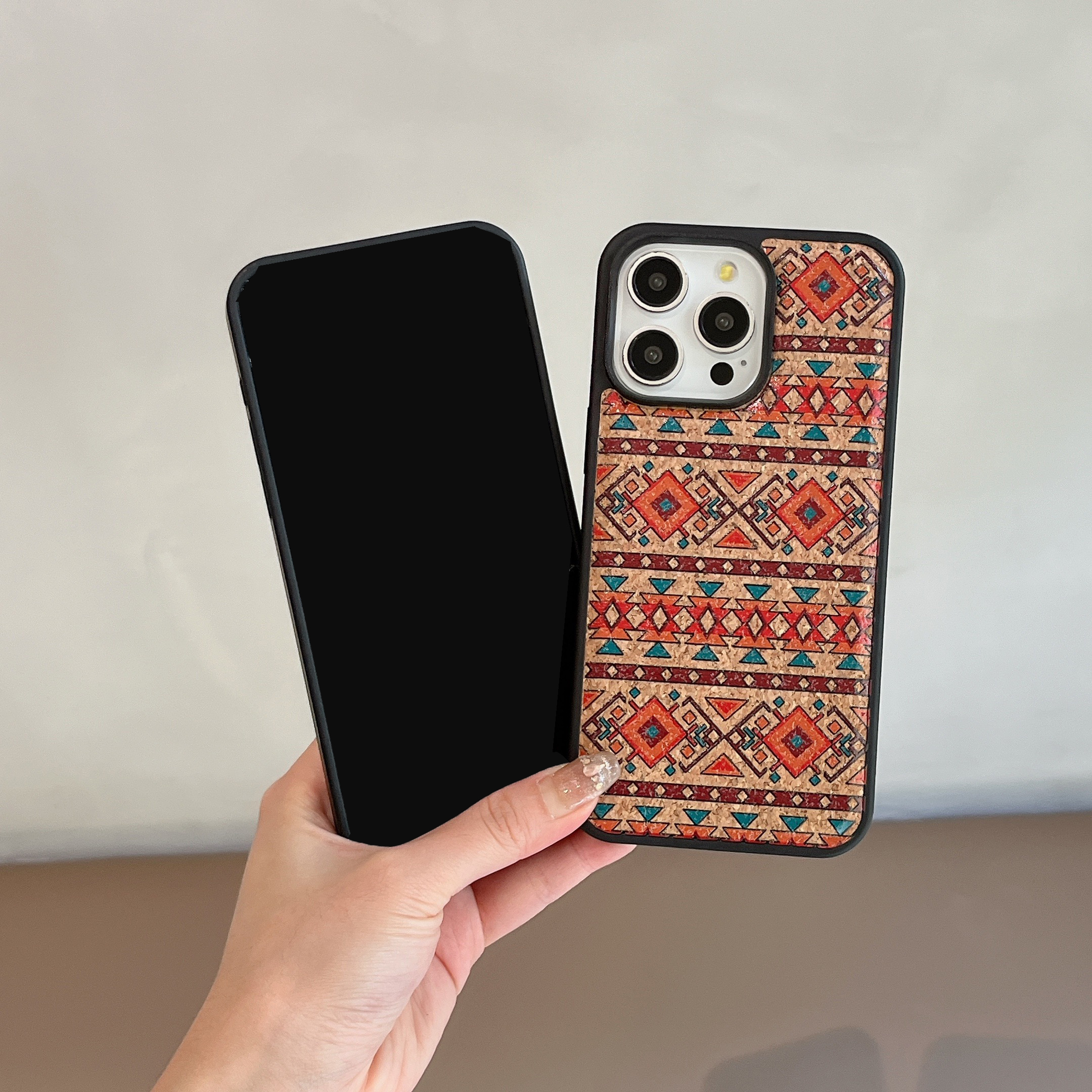 Magnetic Wooden Retro Print Phone Case For iPhone Red (Compatible with Magsafe）-FGW241837