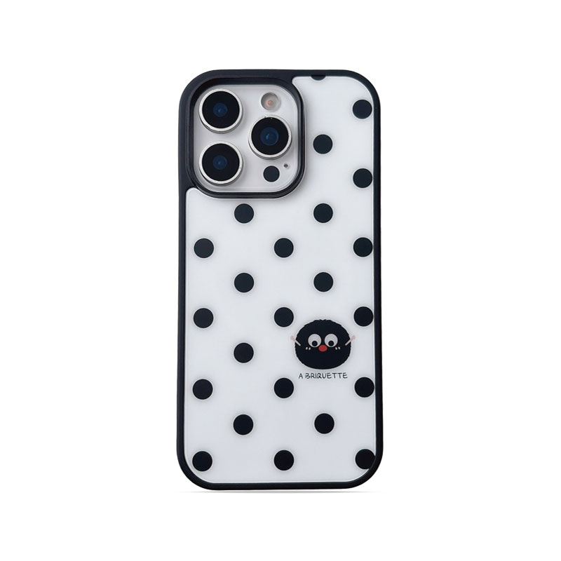 Black Dotted Phone Case with Holder & Strap MagSafe-Compatible  For iPhone 17/16/15/14/13 Series – CF250006