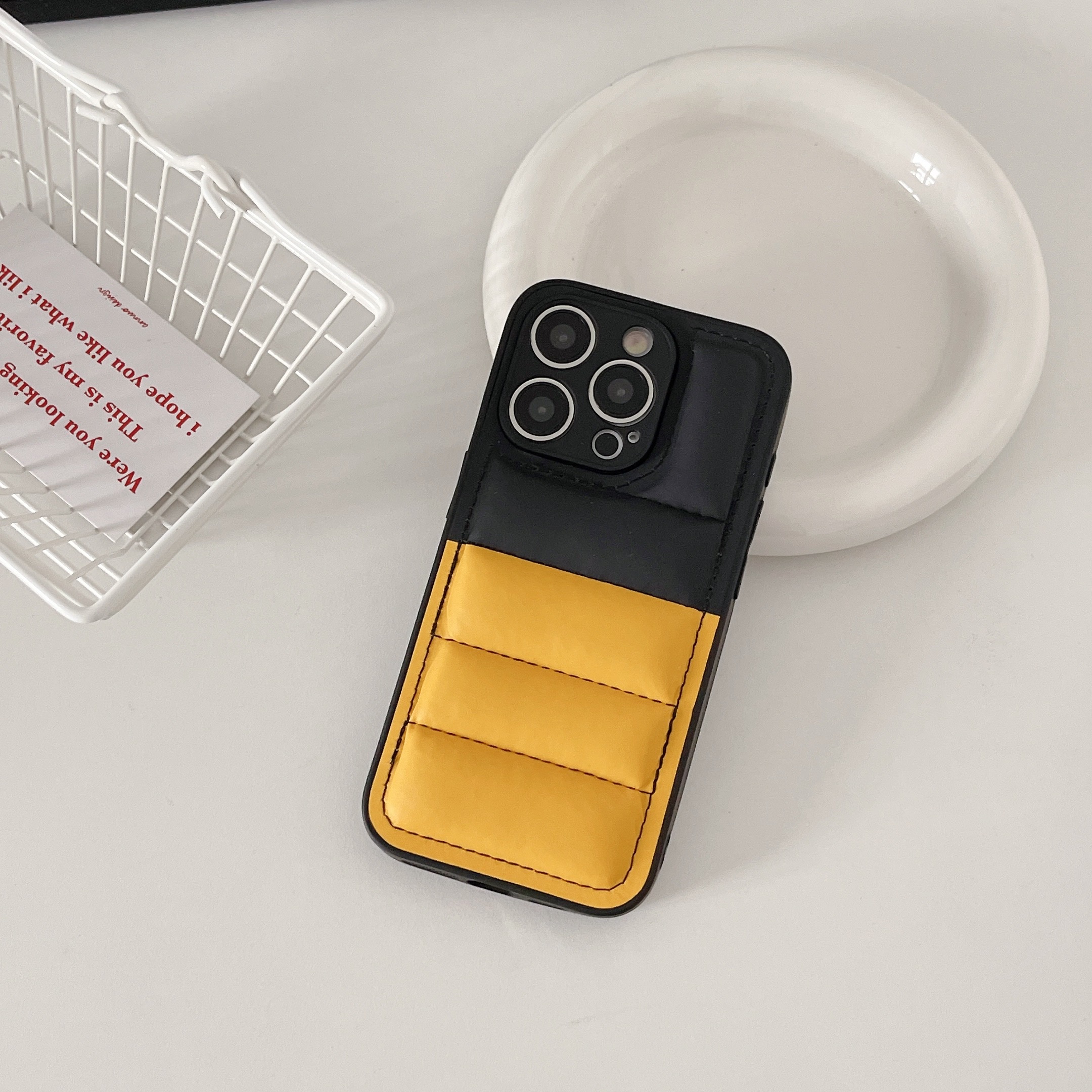 Multicolour Puffer Phone Case For iPhone Yellow-SPK251615