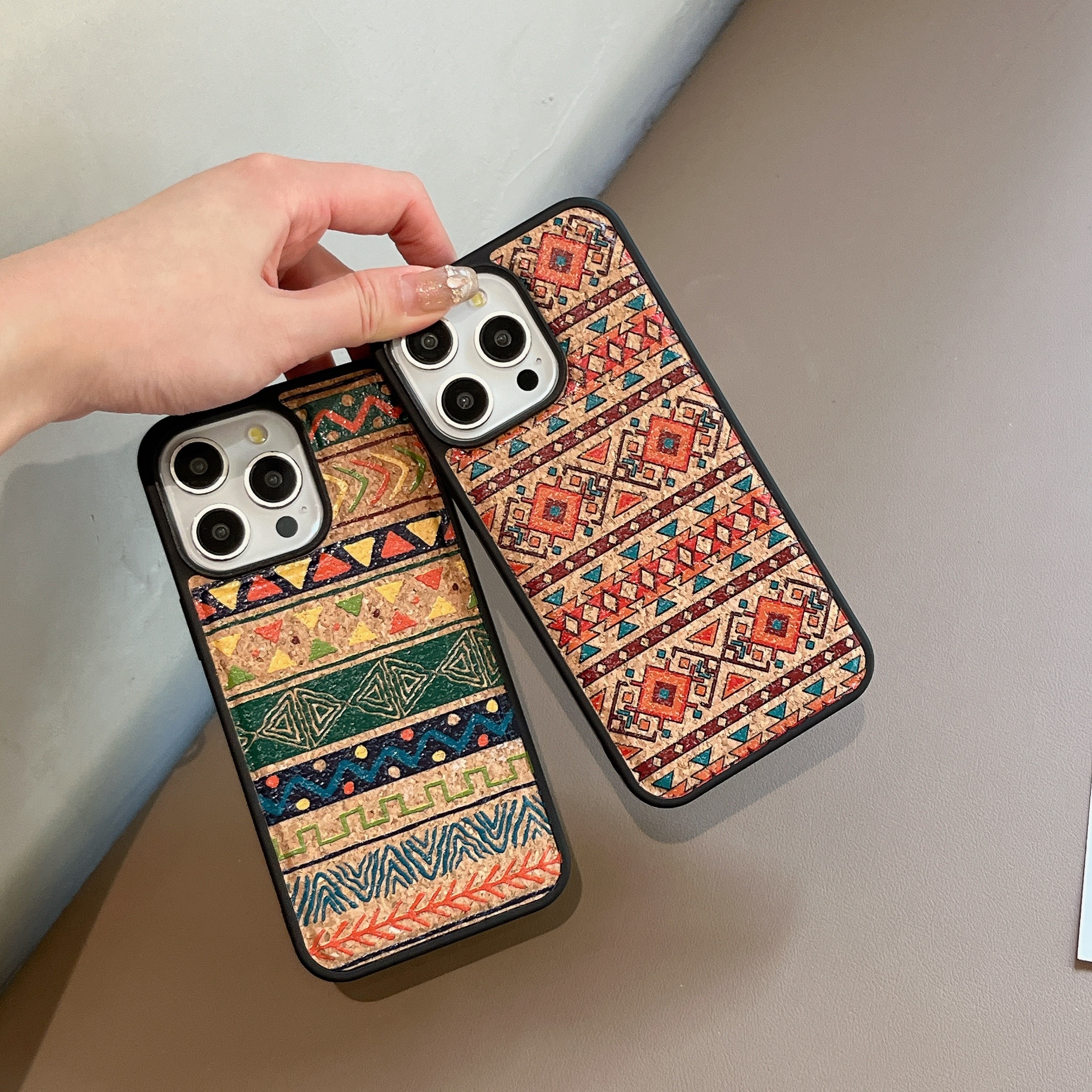 Magnetic Wooden Retro Print Phone Case For iPhone Red (Compatible with Magsafe）-FGW241837